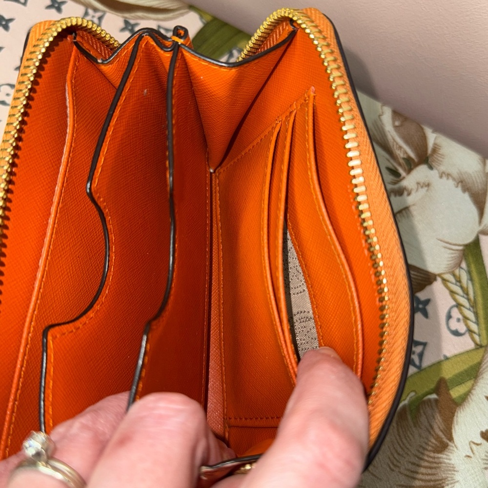 Michael Kors Tangerine Wallet Wristlet with Gold Accents - Picture 4 of 5